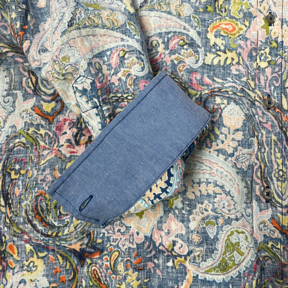 Tommy Bahama Men's Paisley Button-Down Shirt in Blue, Green, Orange - Picture 5 of 8
